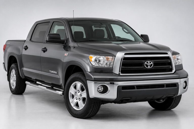 gray Toyota Tundra against a plain studio background.