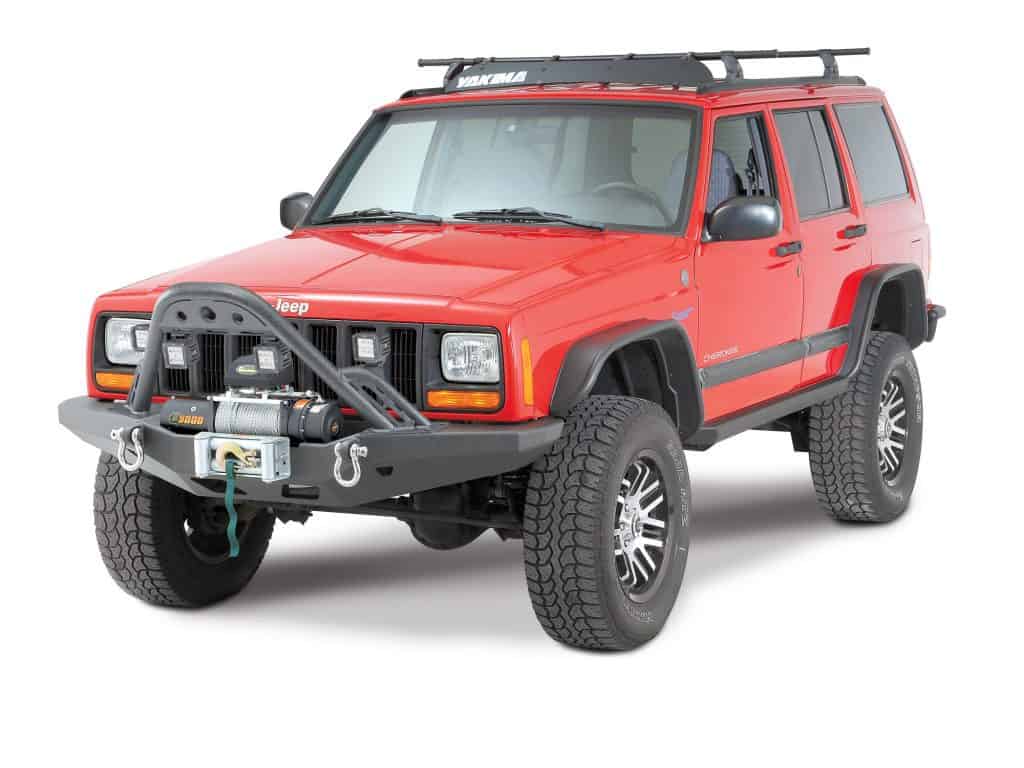 Get Jeep XJ bumpers cheap with a winch hitch included for more towing capabilities and a cool look.